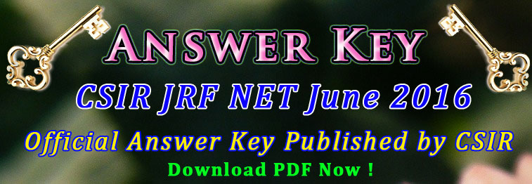 CSIR NET June 2016 Final Answer Key
