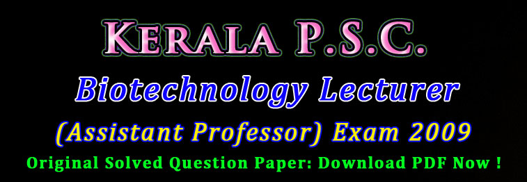 Biotechnology Assistant Professor Kerala PSC