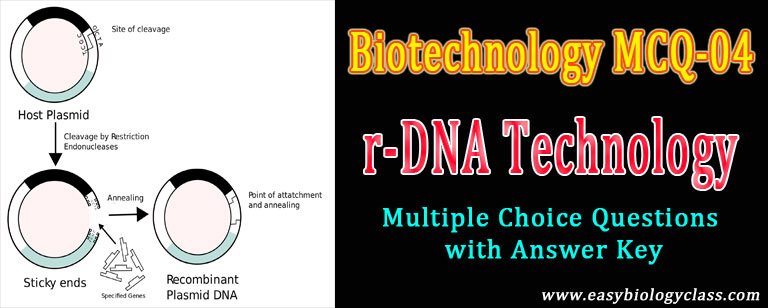 MCQ on rDNA (Recombinant DNA) Technology | EasyBiologyClass MCQ on rDNA (Recombinant DNA) Technology | EasyBiologyClass