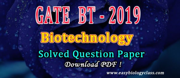 GATE Biotechnology 2019 Paper